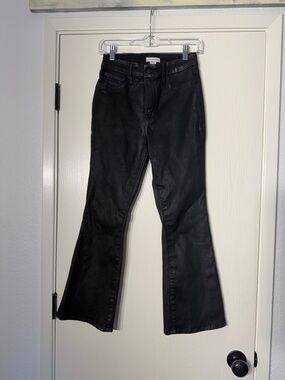 Good American Shinny Black Flare Jeans size 27